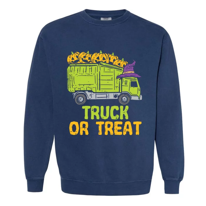 Kids Garbage Truck Pumpkins Baby Boy Halloween Kids Garment-Dyed Sweatshirt