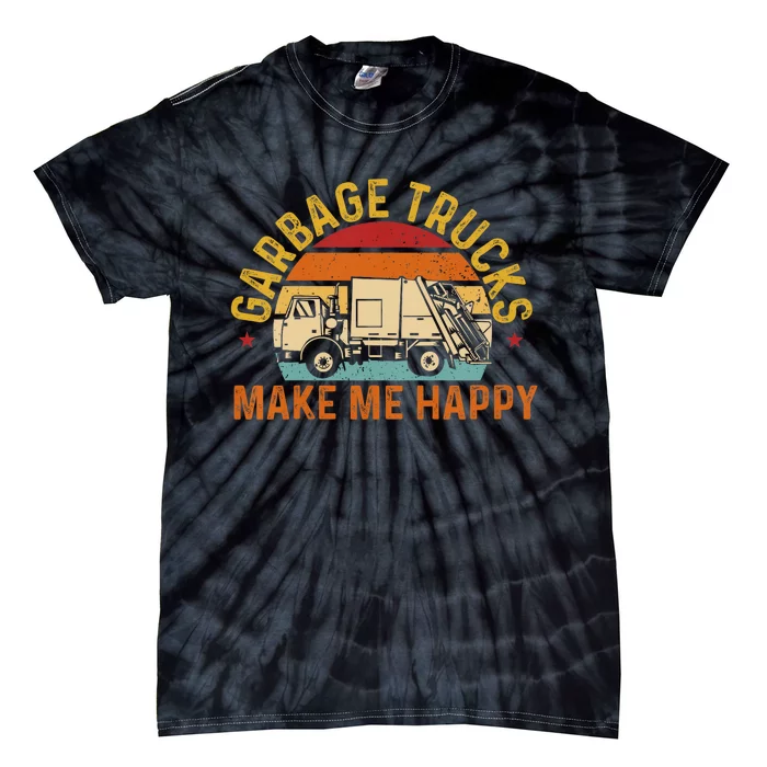 Kids Garbage Trucks Make Me Happy Tie-Dye T-Shirt