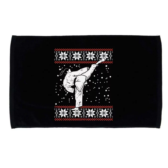 Karate Girl Ugly Christmas Sweater Martial Arts Fighter Gift Meaningful Gift Microfiber Hand Towel