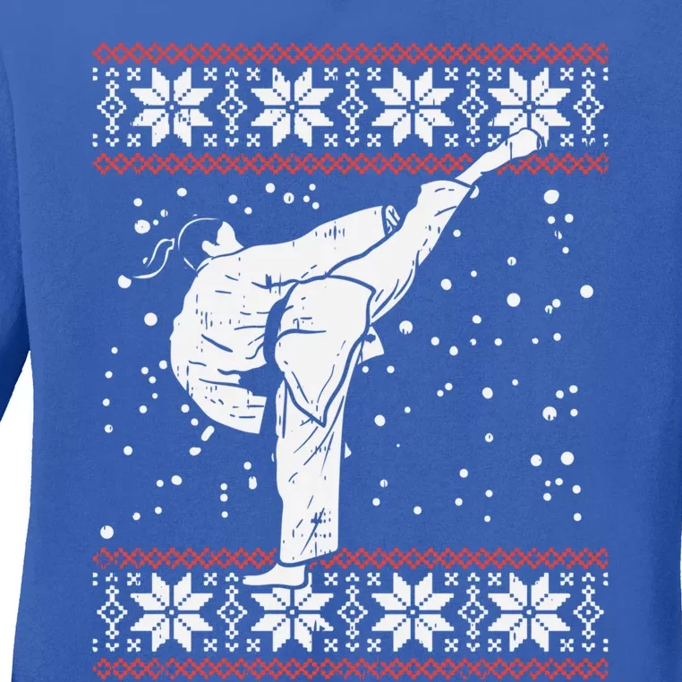 Karate Girl Ugly Christmas Sweater Martial Arts Fighter Gift Meaningful Gift Ladies Long Sleeve Shirt