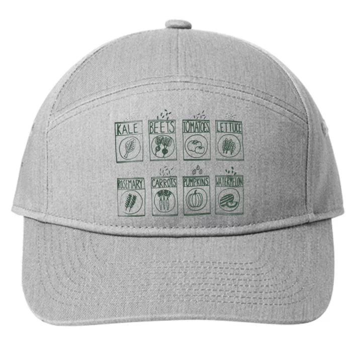 Kale Garden Vegetable Retro Vintage Vegetarian Gardener Gift Kale 7-Panel Snapback Hat