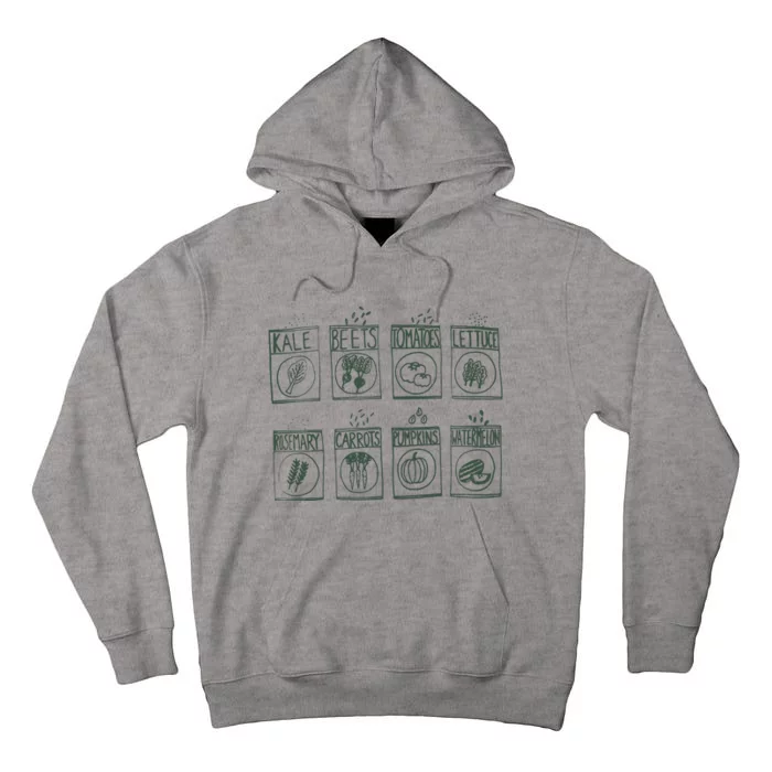 Kale Garden Vegetable Retro Vintage Vegetarian Gardener Gift Kale Tall Hoodie