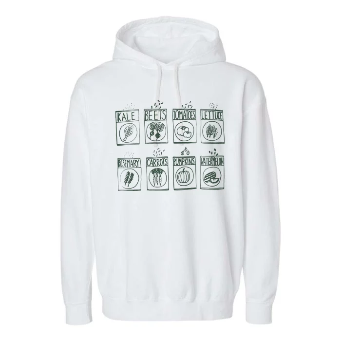 Kale Garden Vegetable Retro Vintage Vegetarian Gardener Gift Kale Garment-Dyed Fleece Hoodie