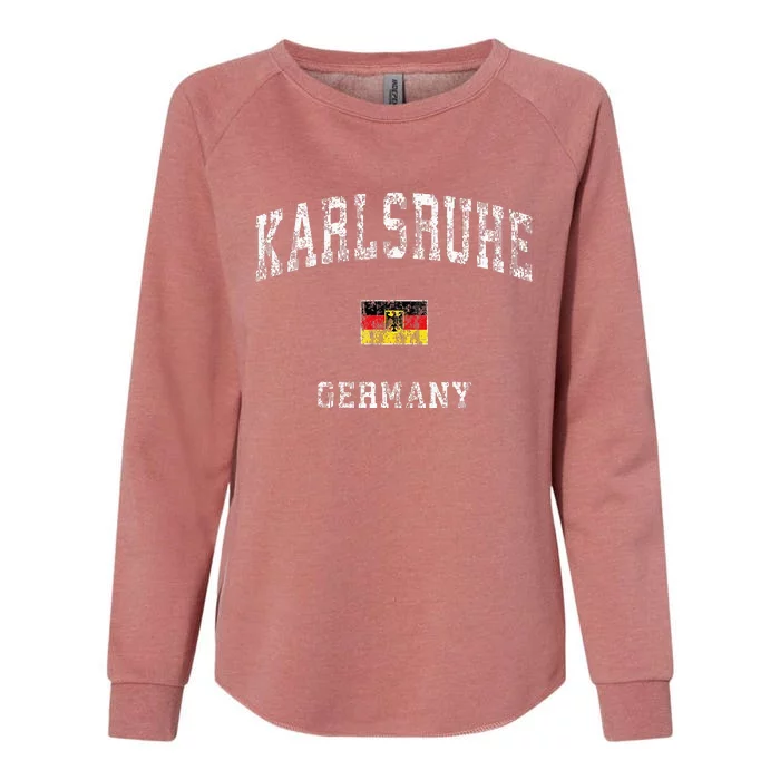 Karlsruhe Germany Vintage Athletic Sports Design Womens California Wash Sweatshirt