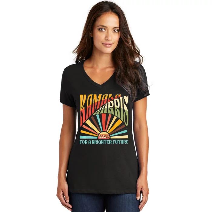 Kamala Harris 2024 For A Brighter Future Kamala Walz 2024 Women's V-Neck T-Shirt