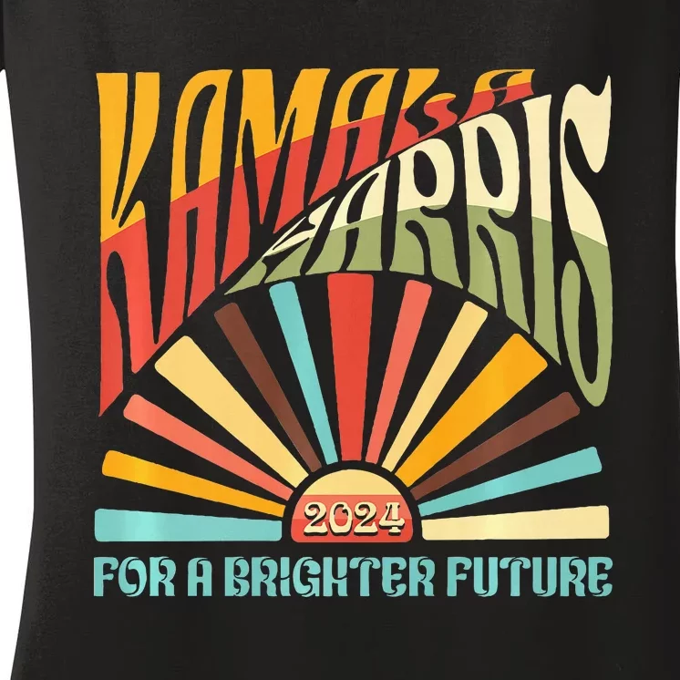 Kamala Harris 2024 For A Brighter Future Kamala Walz 2024 Women's V-Neck T-Shirt