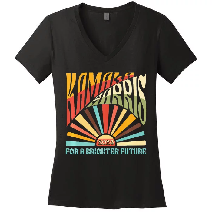 Kamala Harris 2024 For A Brighter Future Kamala Walz 2024 Women's V-Neck T-Shirt