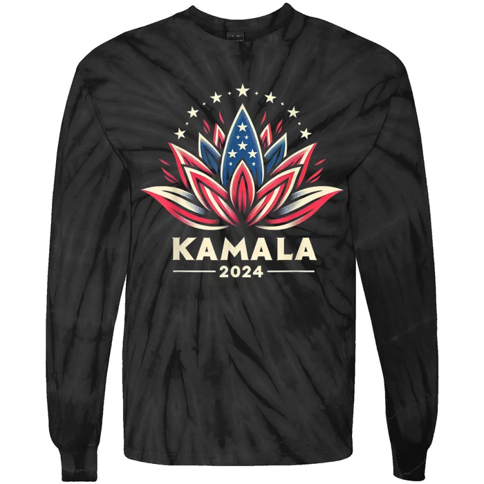 Kamala Harris 2024 Presidential Campaign American Lotus Tie-Dye Long Sleeve Shirt