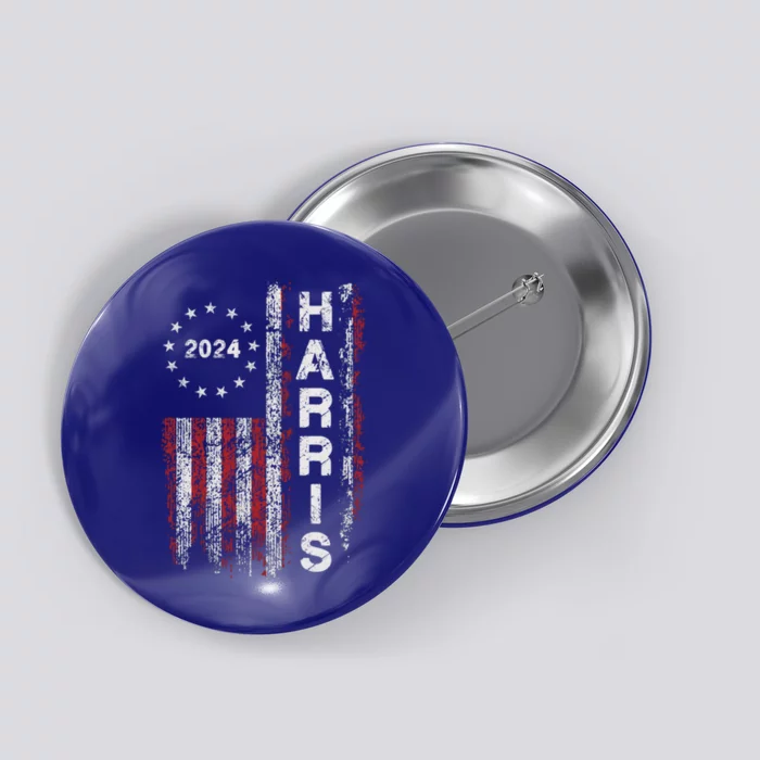 Kamala Harris 2024 For President Campaign Us Flag Vintage Meaningful Gift Button