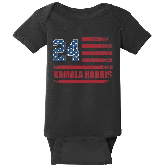 Kamala Harris 2024 Harris 2024 For President American Flag Baby Bodysuit