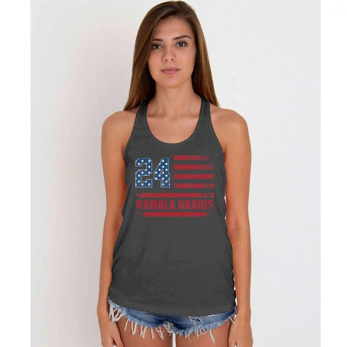 Kamala Harris 2024 Harris 2024 For President American Flag Women's Knotted Racerback Tank