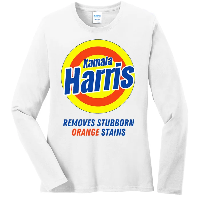 Kamala Harris 2024 Removes Stubborn Orange Stains Ladies Long Sleeve Shirt