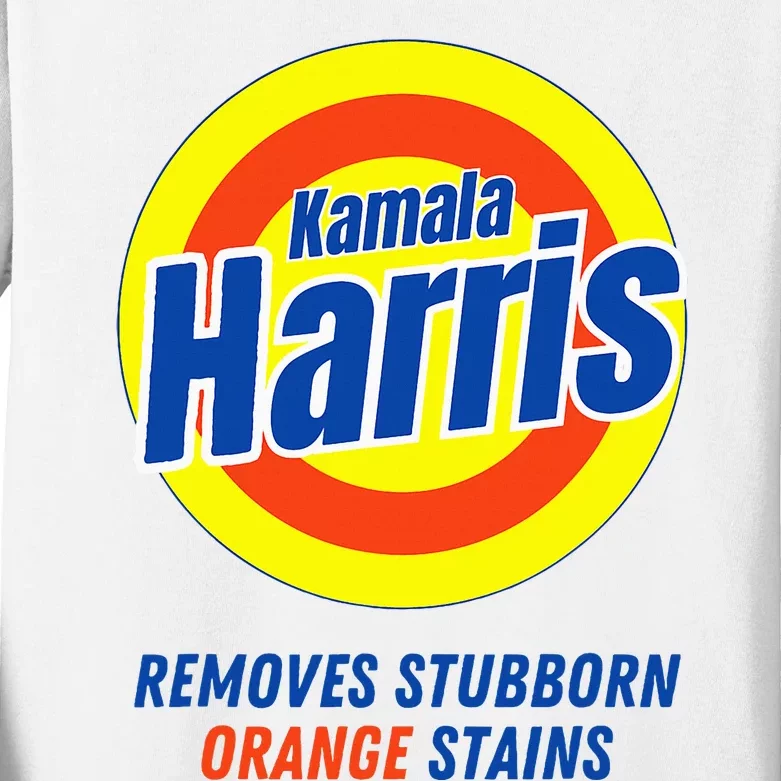 Kamala Harris 2024 Removes Stubborn Orange Stains Kids Long Sleeve Shirt