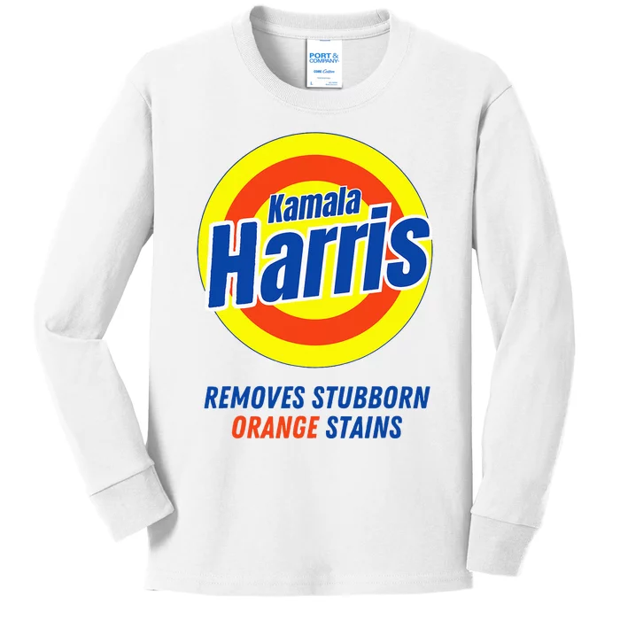 Kamala Harris 2024 Removes Stubborn Orange Stains Kids Long Sleeve Shirt