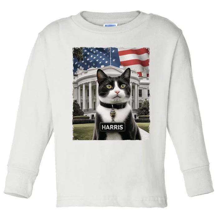 Kamala Harris 2024 President Gifts Funny Childless Cat Ladies For Harris 2024 Toddler Long Sleeve Shirt