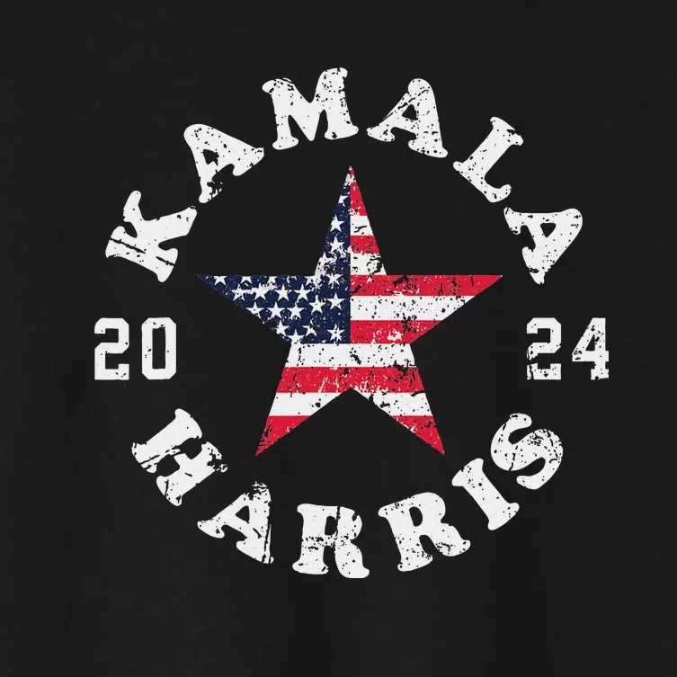 Kamala Harris 2024 President American Flag Vote Kamala Women's Crop Top Tee