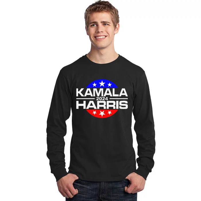 Kamala Harris 2024 For President Campaign Button Style Tall Long Sleeve T-Shirt