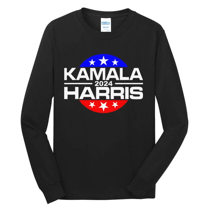 Kamala Harris 2024 For President Campaign Button Style Tall Long Sleeve T-Shirt