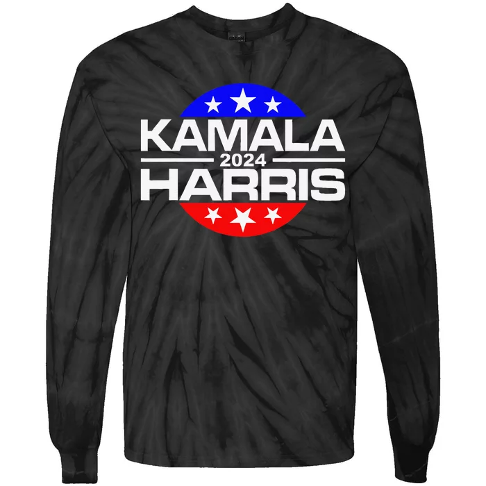 Kamala Harris 2024 For President Campaign Button Style Tie-Dye Long Sleeve Shirt