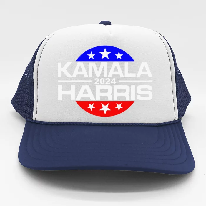 Kamala Harris 2024 For President Campaign Button Style Trucker Hat