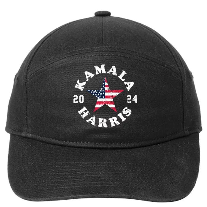 Kamala Harris 2024 President American Flag Vote Kamala 7-Panel Snapback Hat