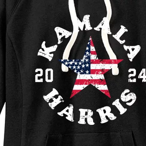 Kamala Harris 2024 President American Flag Vote Kamala Women's Fleece Hoodie