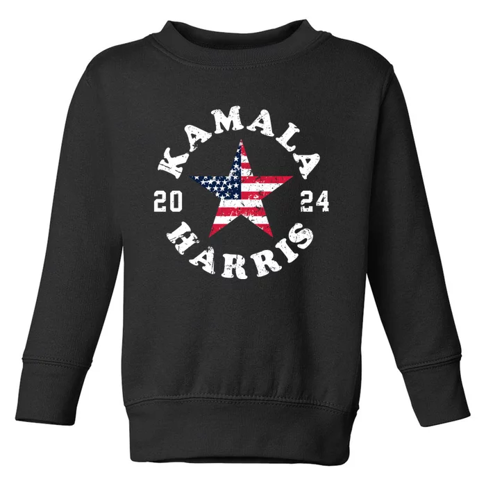 Kamala Harris 2024 President American Flag Vote Kamala Toddler Sweatshirt