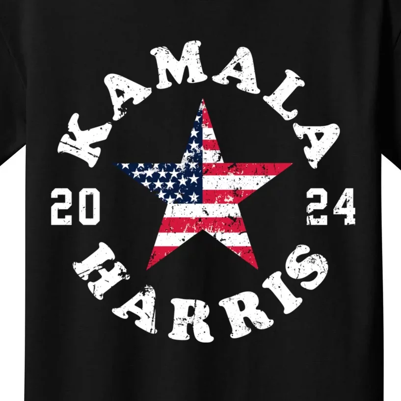 Kamala Harris 2024 President American Flag Vote Kamala Kids T-Shirt