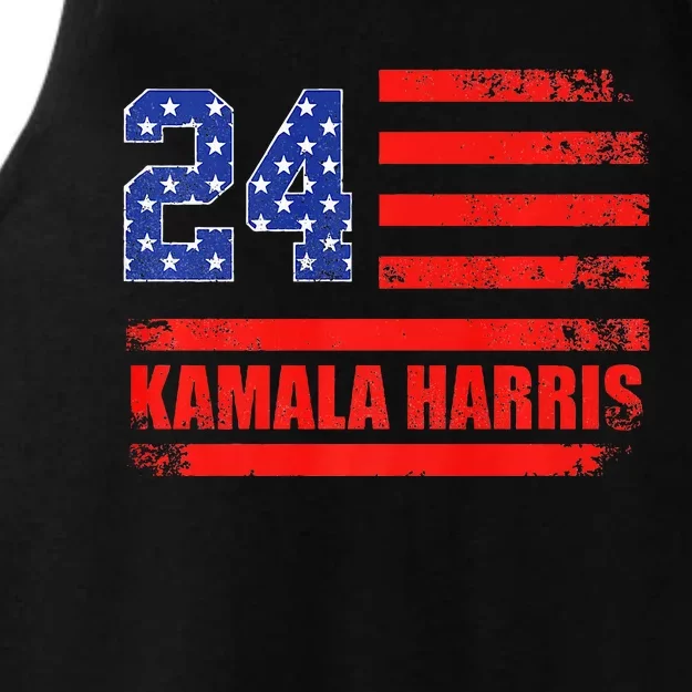 Kamala Harris 2024 Harris 2024 For President American Flag Ladies Tri-Blend Wicking Tank