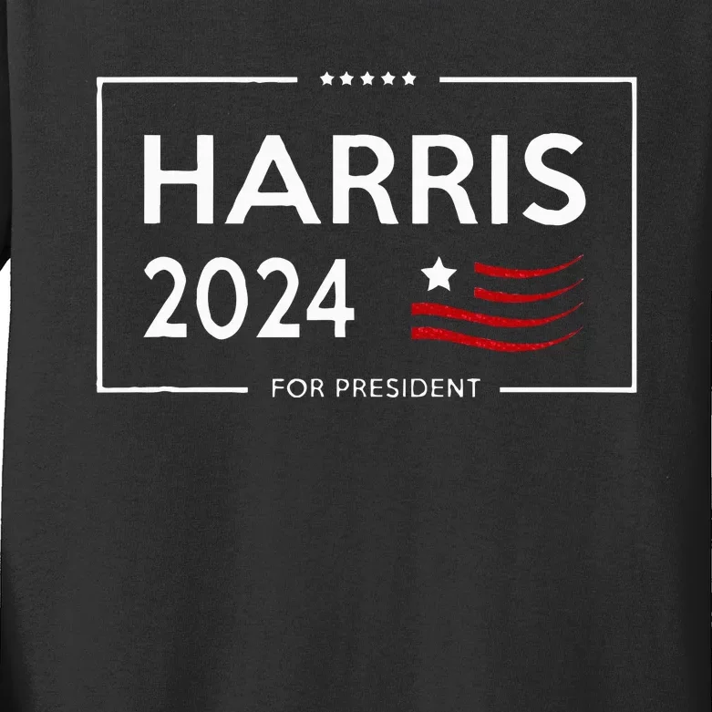 Kamala Harris 2024 For President Campaign Kids Long Sleeve Shirt