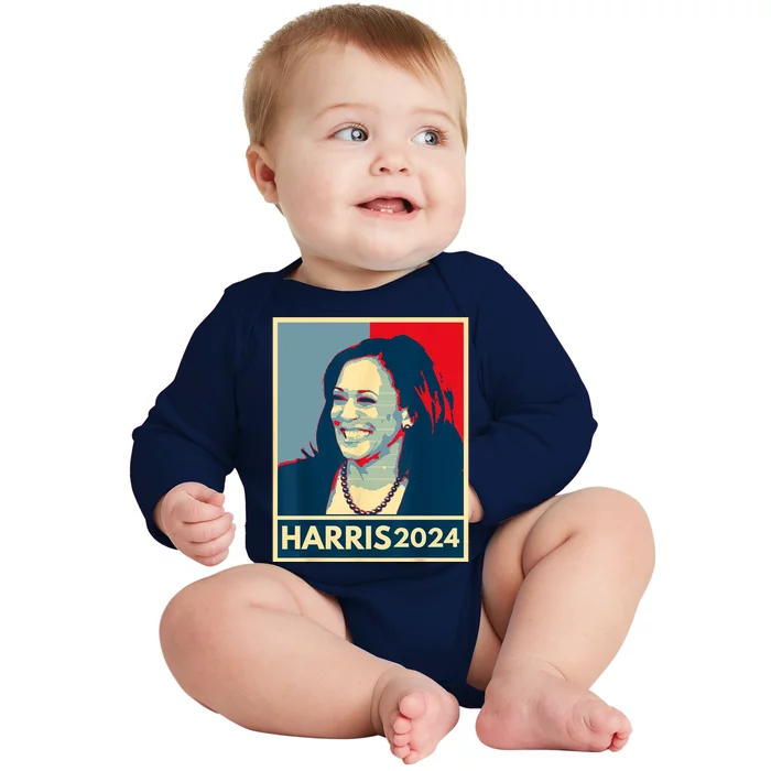 Kamala Harris 2024 Retro Usa Election Baby Long Sleeve Bodysuit