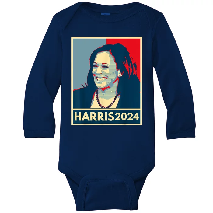 Kamala Harris 2024 Retro Usa Election Baby Long Sleeve Bodysuit