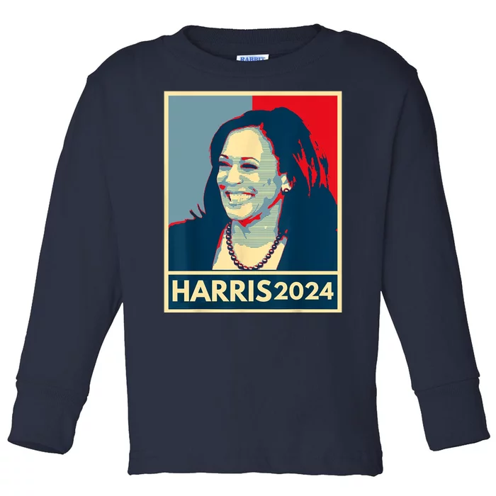 Kamala Harris 2024 Retro Usa Election Toddler Long Sleeve Shirt