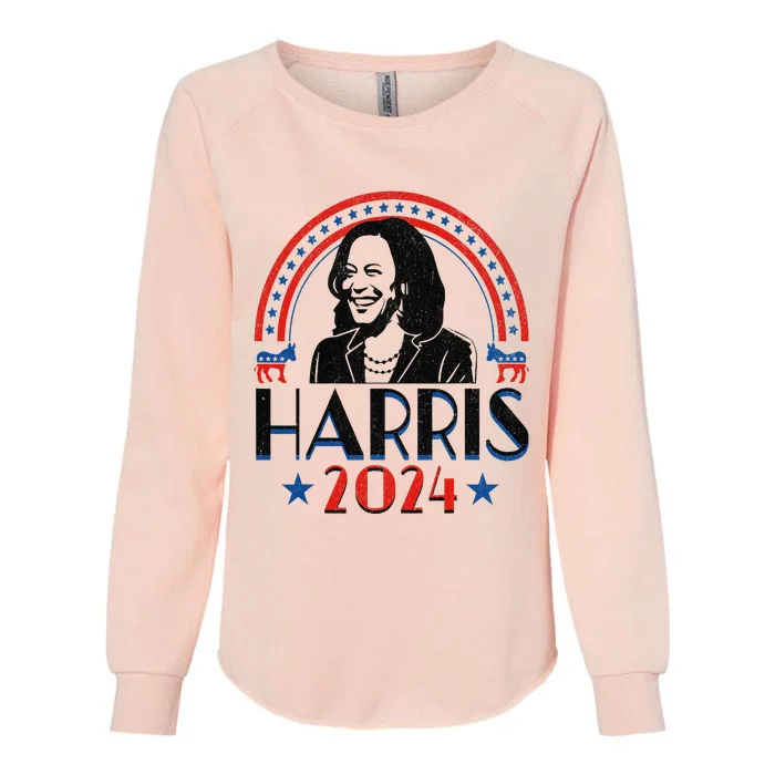 Kamala Harris 2024 Madam President Retro Vote Democrat Women Womens California Wash Sweatshirt