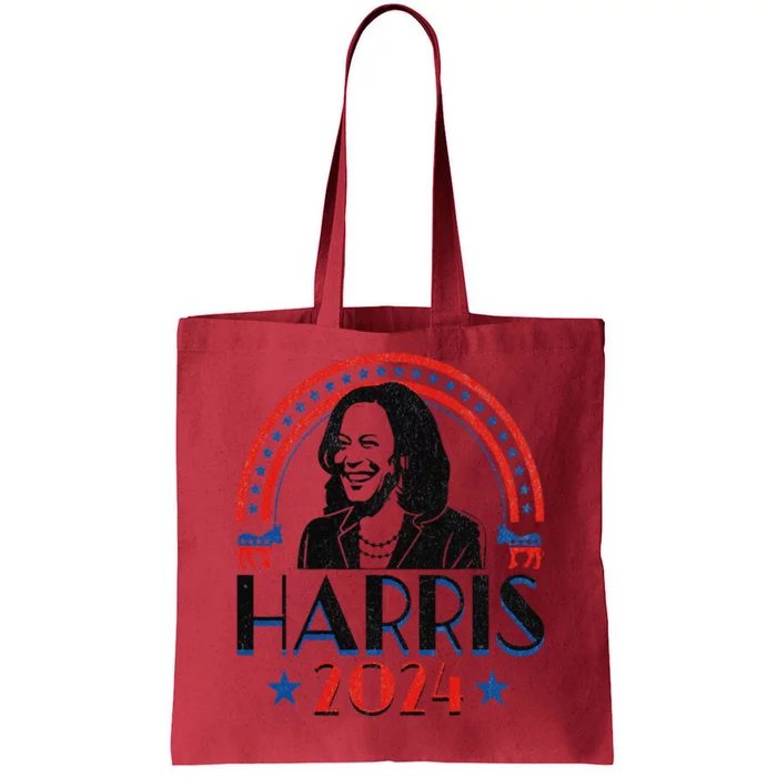 Kamala Harris 2024 Madam President Retro Vote Democrat Women Tote Bag