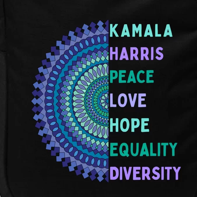 Kamala Harris 2024. Peace Love Hope Equality Diversity Impact Tech Backpack