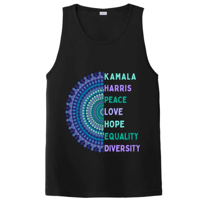 Kamala Harris 2024. Peace Love Hope Equality Diversity Performance Tank