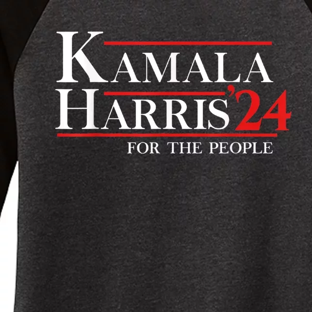 Kamala Harris 24 For The People Women's Tri-Blend 3/4-Sleeve Raglan Shirt