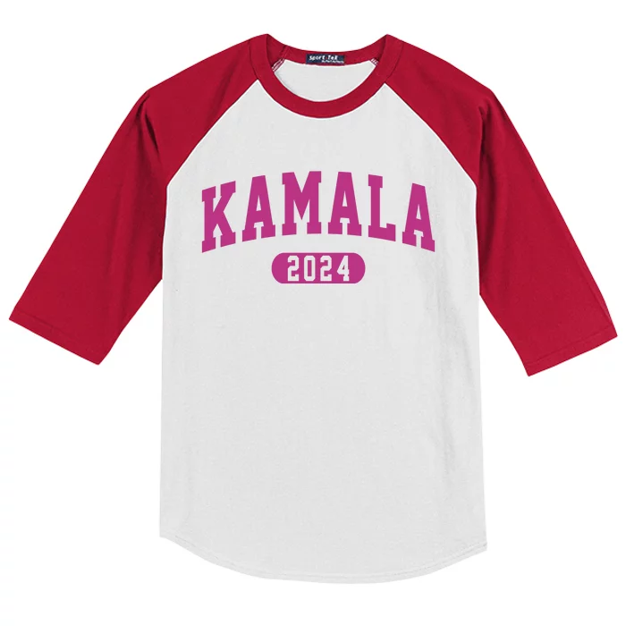 Kamala Harris 2024 President Varsity Kids Colorblock Raglan Jersey