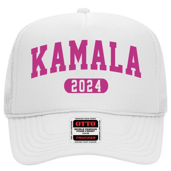 Kamala Harris 2024 President Varsity High Crown Mesh Trucker Hat