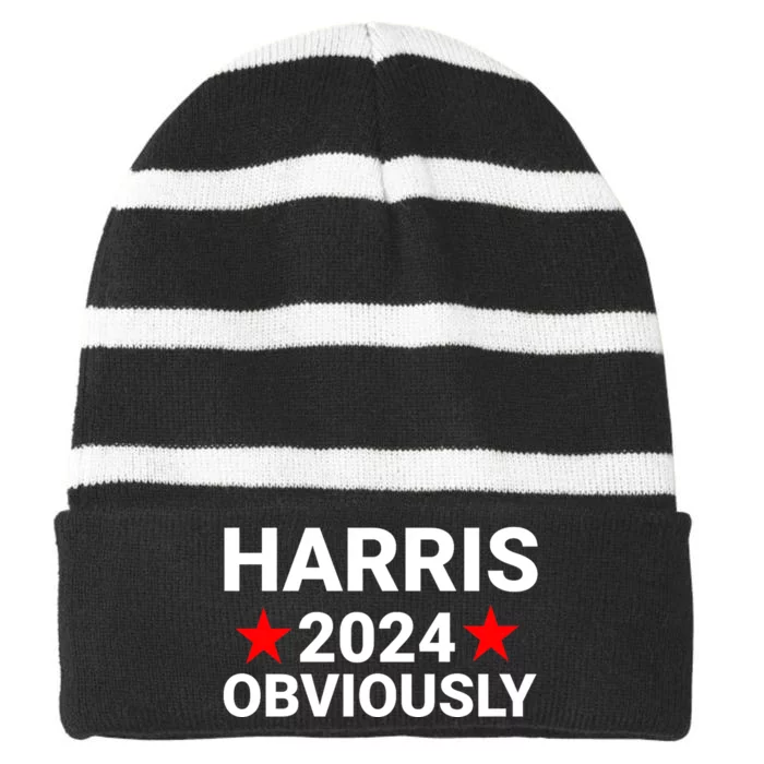 Kamala Harris 2024 Obviously Kamala Harris For President Obviously Striped Beanie with Solid Band