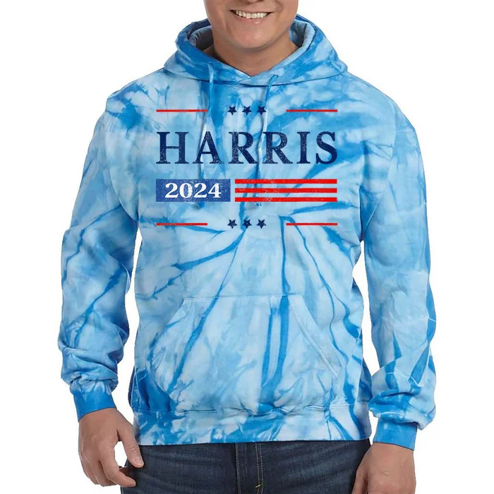 Kamala Harris 2024 Harris 2024 For President American Flag Tie Dye Hoodie