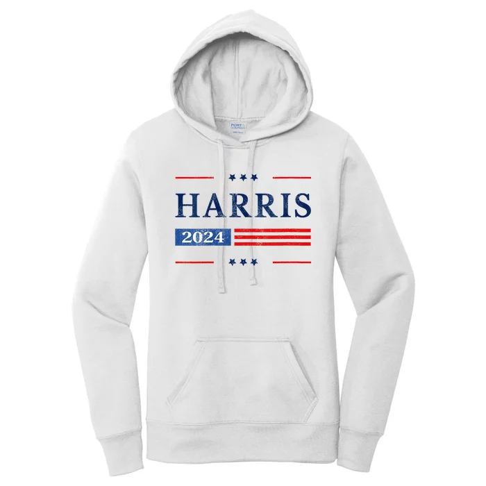 Kamala Harris 2024 Harris 2024 For President American Flag Women's Pullover Hoodie