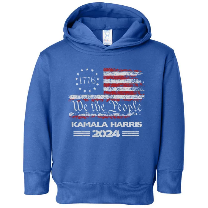 Kamala Harris 2024 Us Flag Democratic President Gift Toddler Hoodie