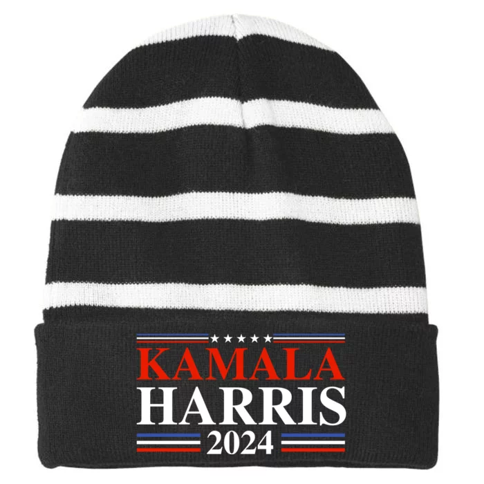 Kamala Harris 2024 Striped Beanie with Solid Band