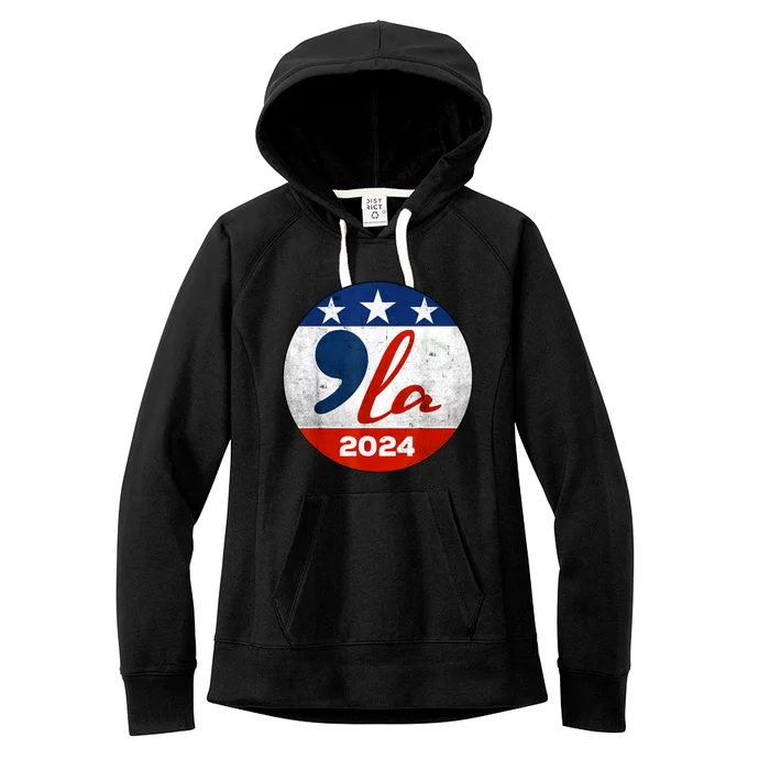 Kamala Harris 2024 For President Comma La Retro Style Women's Fleece Hoodie