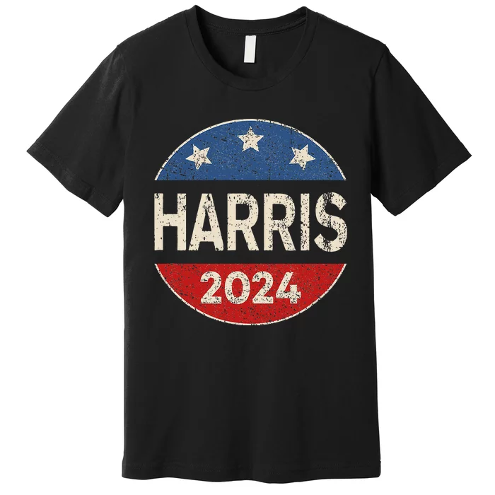 Kamala Harris 2024 For President Button Election Premium T-Shirt