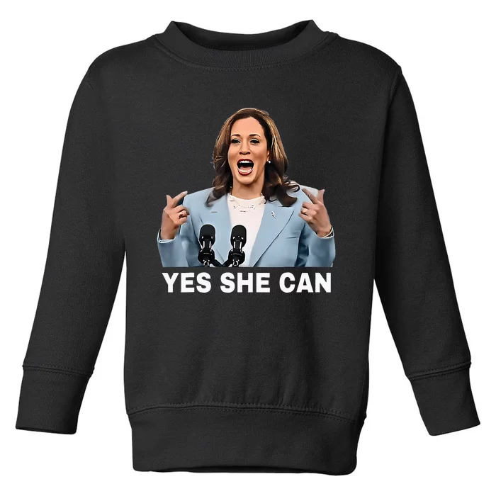 Kamala Harris 2024 President Election Kamala Yes She Can Toddler Sweatshirt