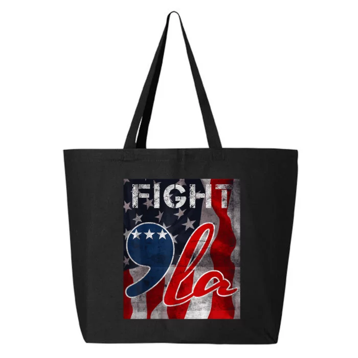 Kamala Harris 2024 For President Retro Fight Poster Comma La 25L Jumbo Tote