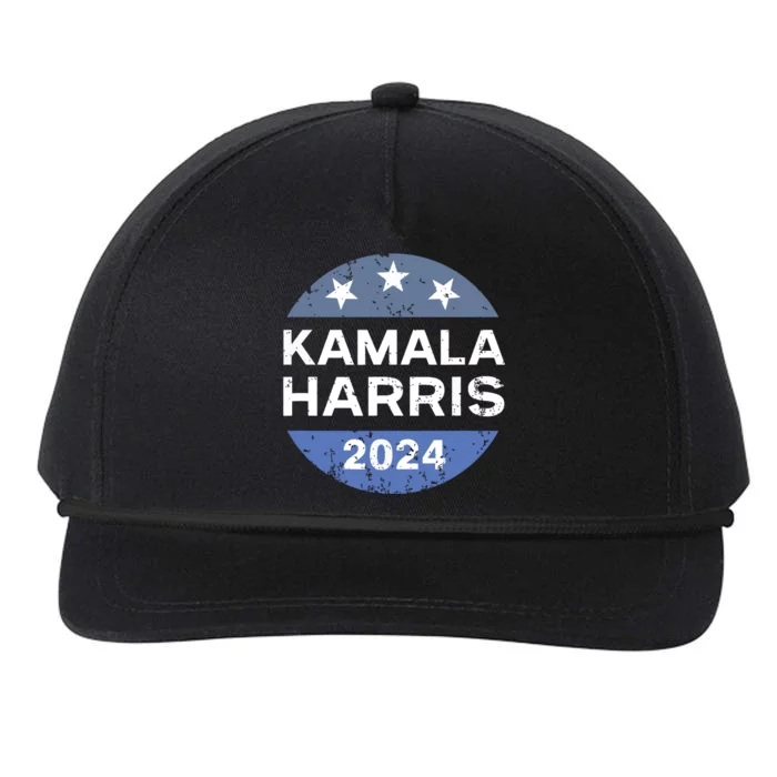 Kamala Harris 2024 Vintage Button Snapback Five-Panel Rope Hat